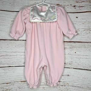 Vintage Pink Velour One Piece Romper 6-9 Months